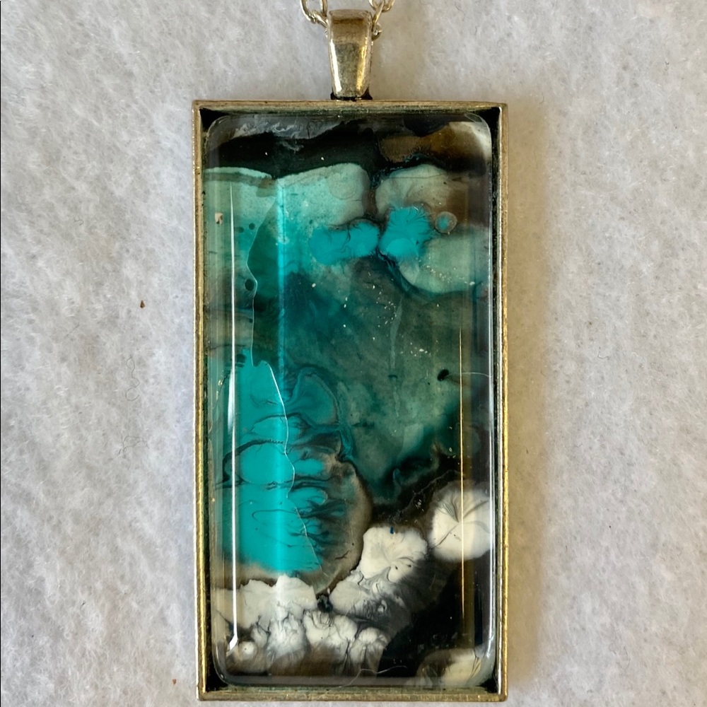 Long Rectangular Wearable Art Pendant